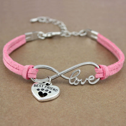 Dog Paws Best Friends Heart Unicorn Animal Infinity Love Charm Bracelets  Jewelry Women Men Girl Boy Unisex Gift 20 Colors