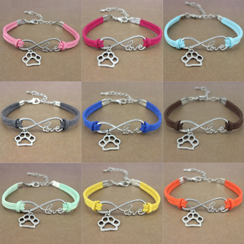 Dog Paws Best Friends Heart Unicorn Animal Infinity Love Charm Bracelets  Jewelry Women Men Girl Boy Unisex Gift 20 Colors