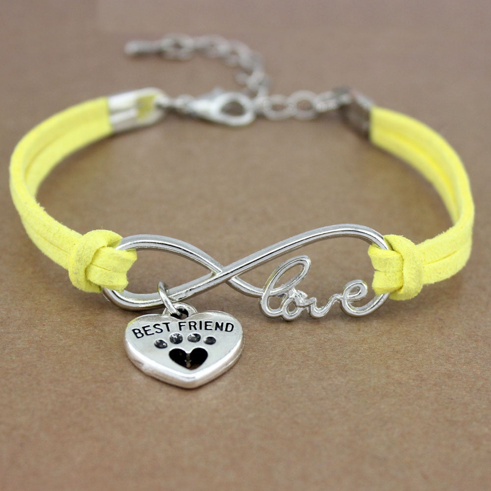 Dog Paws Best Friends Heart Unicorn Animal Infinity Love Charm Bracelets  Jewelry Women Men Girl Boy Unisex Gift 20 Colors