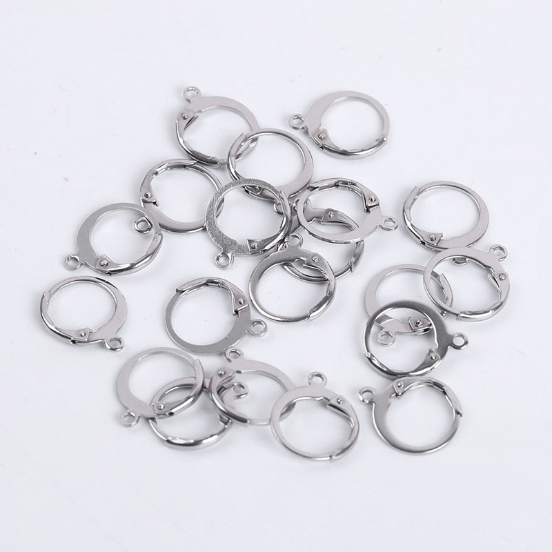 20-50Pcs/Lot 14x12mm Stainless Steel Diy French Earring Hooks Wire Settings Base Hoops Earrings Accessories For Jewelry Making