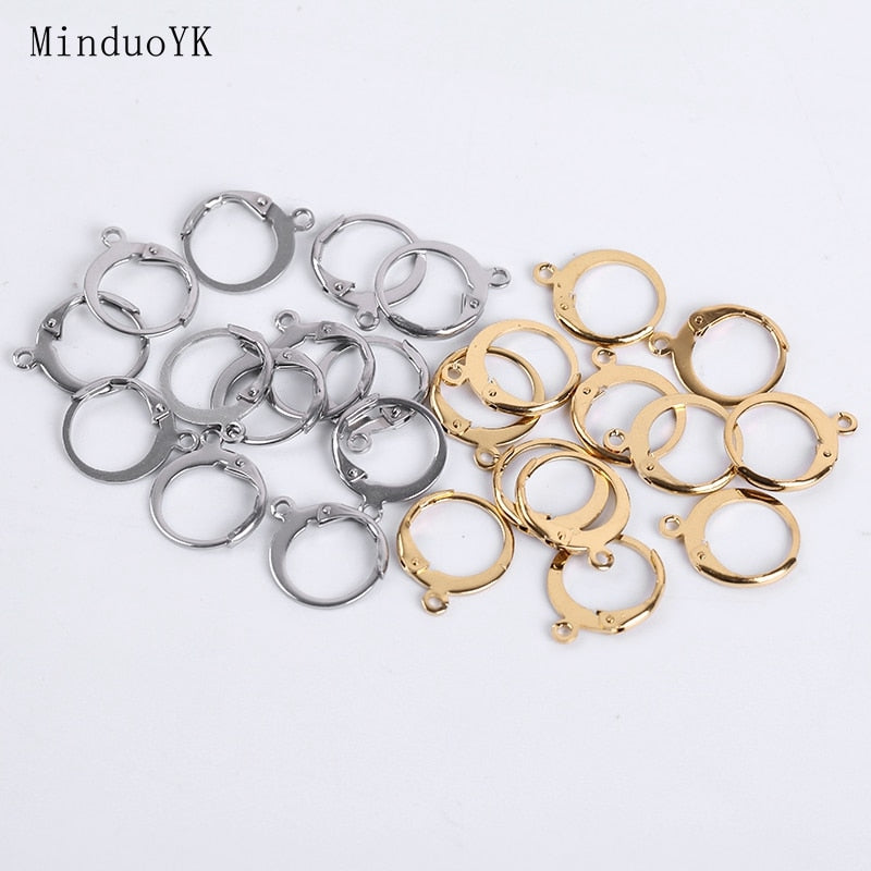 20-50Pcs/Lot 14x12mm Stainless Steel Diy French Earring Hooks Wire Settings Base Hoops Earrings Accessories For Jewelry Making