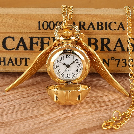 Top Luxury Gold Watch Ball Pocket Watch Tiny Wings Necklace Pendant Chain Clock Gifts for Kids Children reloj Souvenir Gifts